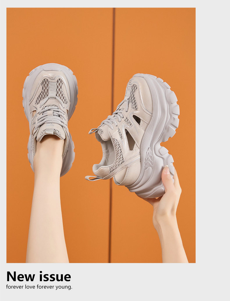 Sandal cao gót nữ hở mũi đế xuồng 8 cm, form mũi tròn, quai trước khoá kéo — Trắng, Xám chi tiết 11