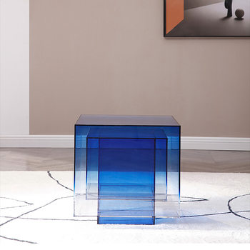 Scandinavian Creative Gradient Square Acrylic Coffee Table Modern Model Room Living Room Sofa Transparent Corner Table Bedside Table