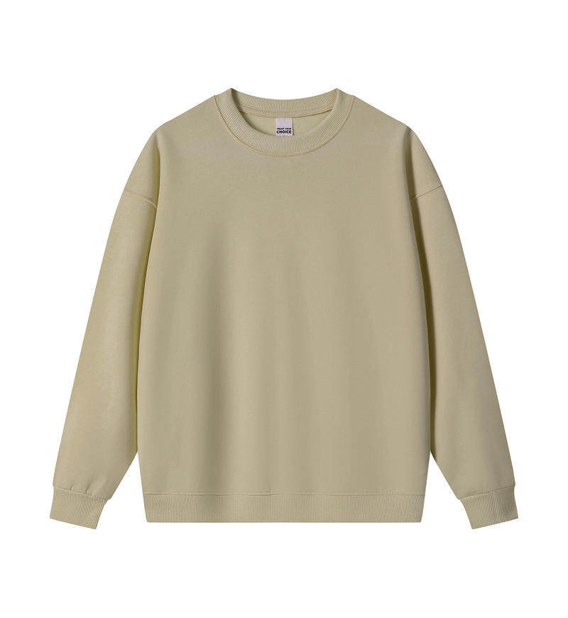 春秋款重磅350g纯棉复合圆领套头卫衣男潮牌纯色简约基础款打底衫