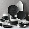 Jingdezhen Tableware Ceramic Bowl Household Plate High-Value Black and White Slate Stone Pattern Soup Noodle Bowl Ceramic Dinner Plate Optional