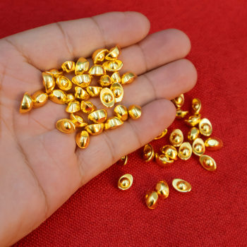 Alluvial Gold Small Ingot Solid Artificial Mini Peanut Gold Bar Ingot Small Wishful Golden Toad Gift Persimmon Crafts