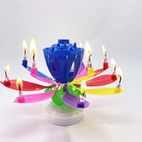 Оптовая продажа музыкальных свечей вращающегося творческого ремесла lotus birthday party двойная розовая электронная лампа lotus свечной воск