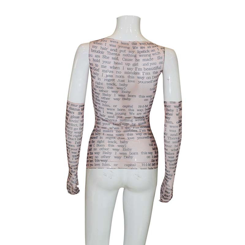 Fashionable Sleeveless T Shirt Round Neck Mesh Fabric Letter Print Casual Wear for Trendy Women Wholesale Available