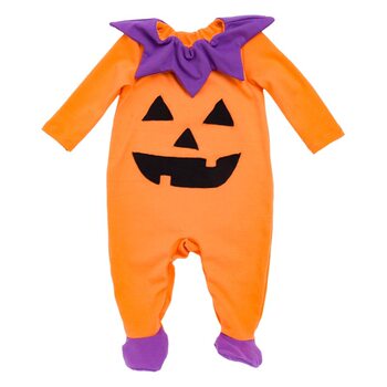 2026 New Halloween Baby Jumpsuit with Cartoon Patch Pumpkin Long-Sleeve Romper Baby Party Outfit