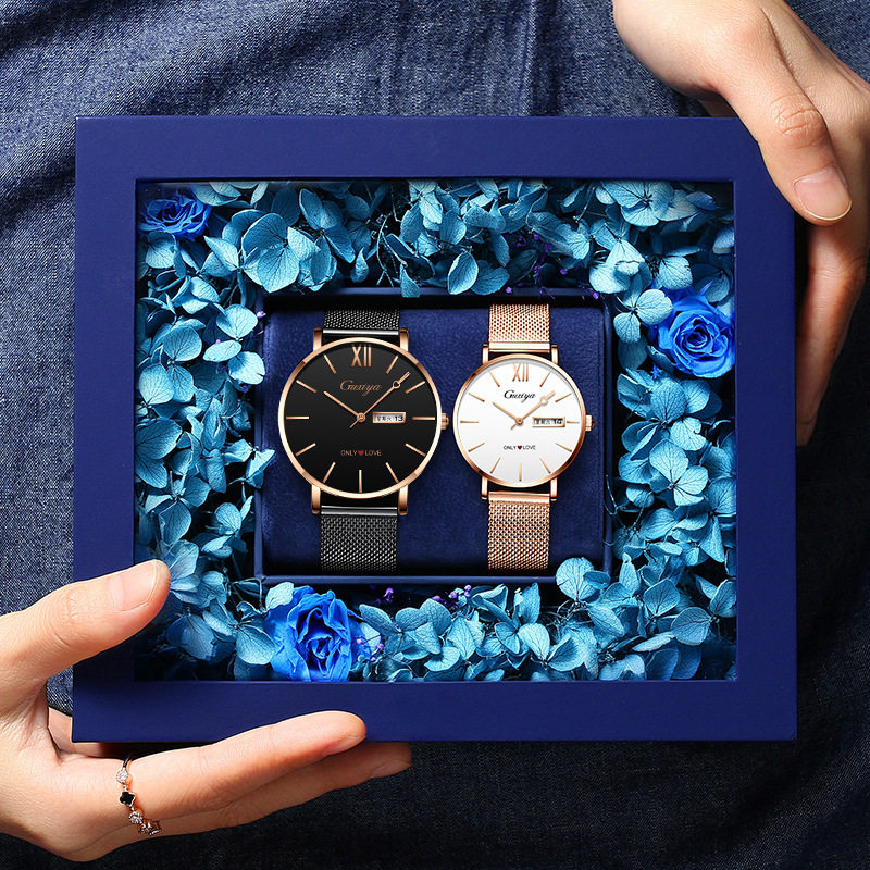 520 Valentine's Day Gift Couple Watches Student Men and Women Pair Light Luxury High-End Quartz Gift Box Watch