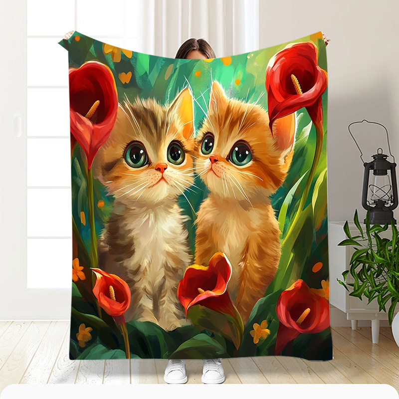 Cross-border Amazon flannel single-sided digital printed blanket nap air conditioning blanket sofa small blanket a piece