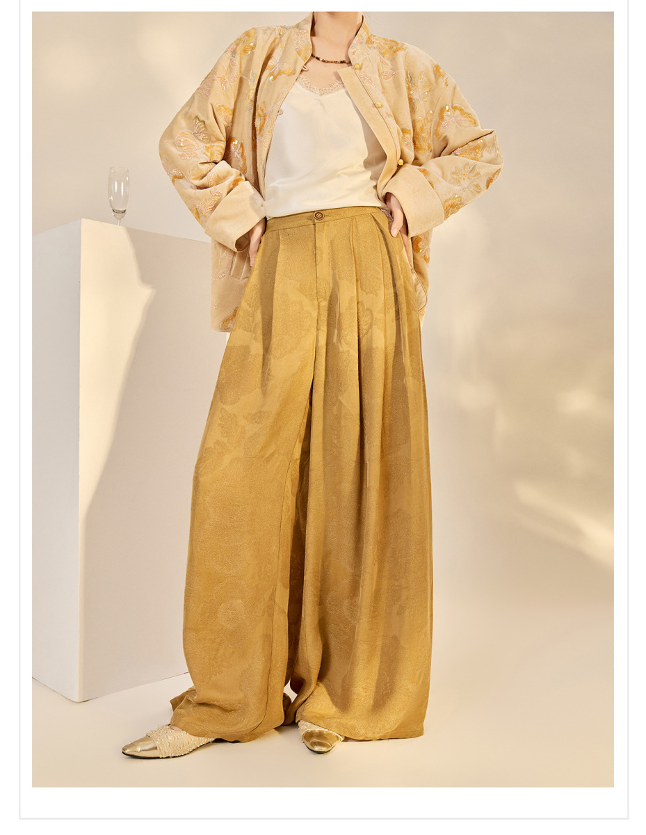 Áo khoác nữ cổ đứng dài tay thêu hoa đính kim sa phong cách retro — Màu cam mơ (giao hàng trong 7 ngày), Màu cam mơ (giao hàng trong ngày)