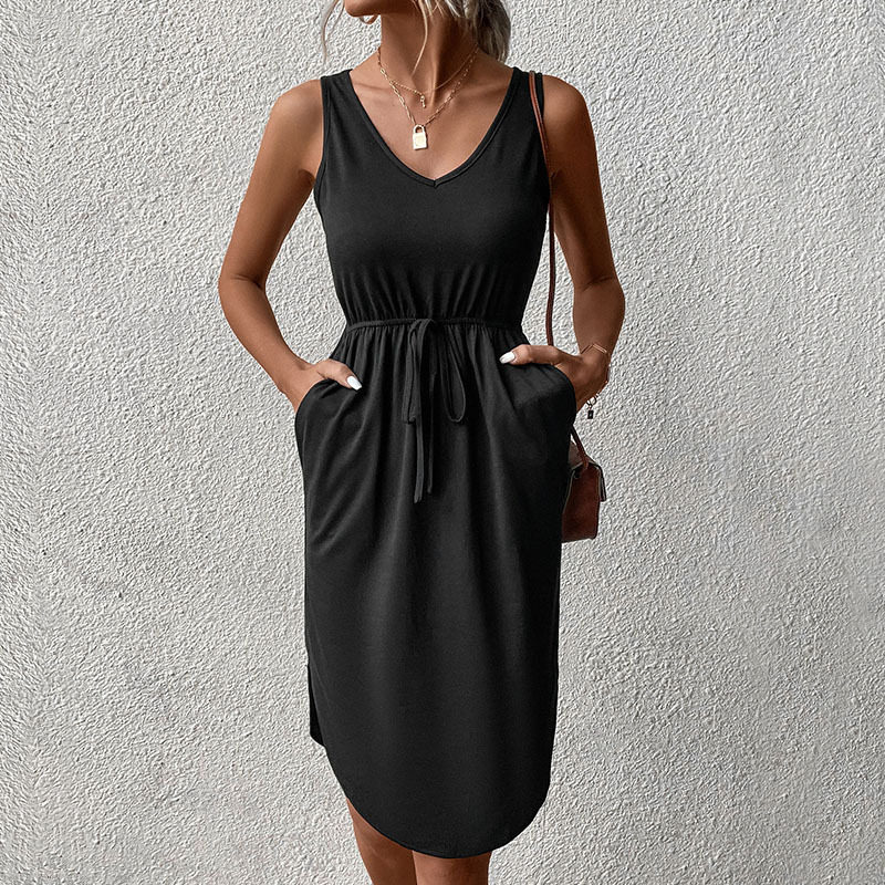 Sleeveless Casual Dress Solid Color Summer Style Comfortable Fit Perfect for Everyday Wear Wholesale Available