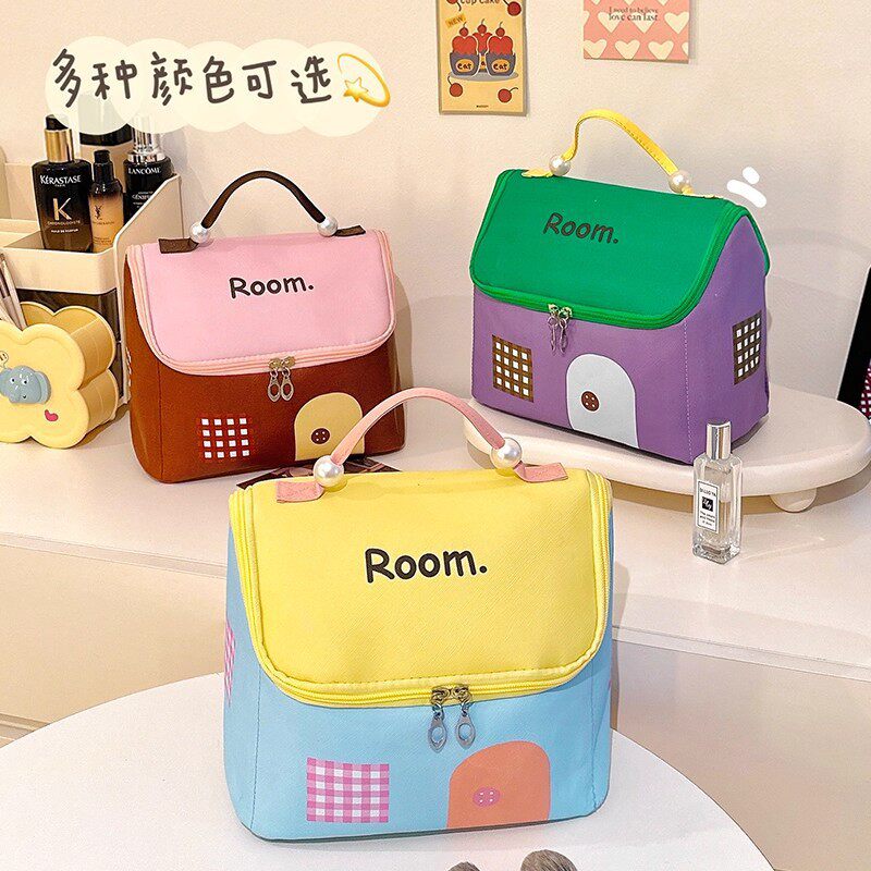 Little House Cosmetic Bag New Cute Storage Bag Women's Storage Outing Portable Toiletries Bag Large Capacity Storage Bag