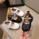 Korean Style Girls Princess Shoes 2024 Spring & Fall New Baby Soft Sole Shoes Children's Pearl Performance Shoes Beanie Shoes Trbottomy