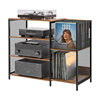 Cross-border new record player storage rack record amplifier table vinyl record storage rack living room CD rack iron wood