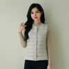 Pinghu Autumn and Winter Women's Lightweight Round Neck Down Liner Vest Warm White Duck Down Vest Solid Color Slim-fit Waistcoat