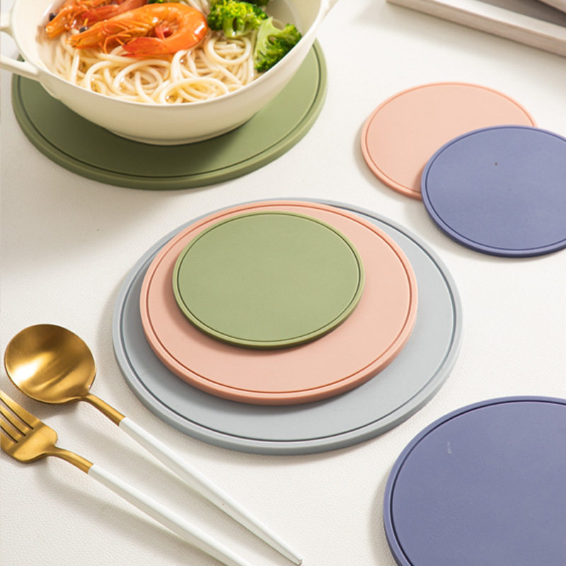 Silicone Pot Mat Insulation Mat Bowl Mat Plate Mat Placemat Coaster Silicone High Temperature Resistant Dining Table Anti-Scalding Household Round Simple