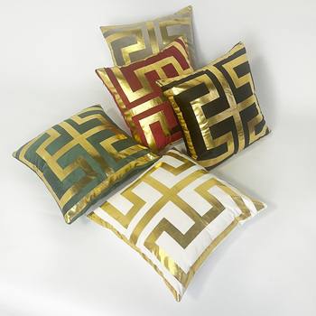 Flannel bronzing gold and silver pillowcase geometric Dutch velvet bedside office chair hotel soft bag cushion cover wholesale without core