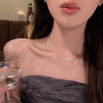 Korean style ins style titanium steel necklace girls high-end all-match niche pearl clavicle chain pendant accessories wholesale