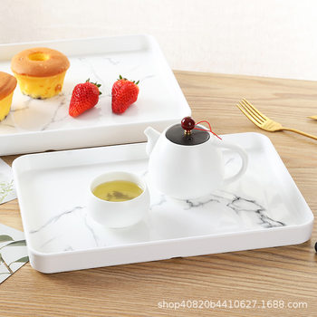 White Plastic Tray Rectangular Tea Tray Household Baking Tray Tea Cup Scandinavian Accessible Luxury Water Cup Storage Melamine
