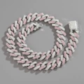 silver Pink Bar Cuban Chain