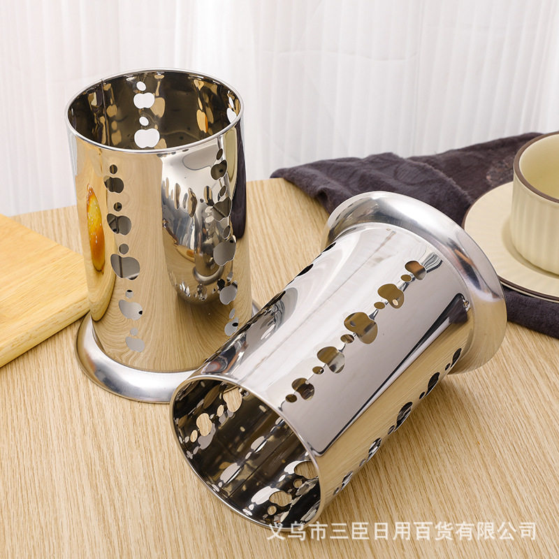 201 stainless steel chopsticks tube draining dense round hole apple hole chopsticks cage chopsticks spoon storage chopsticks tube wholesale