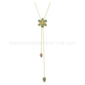 Colorful green flower tassel necklace