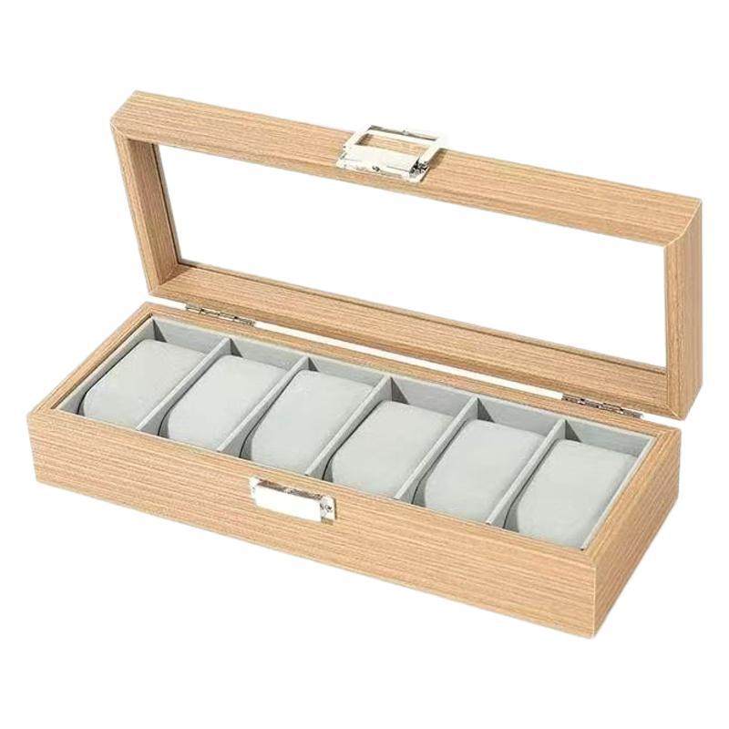 Watch Box Watch Storage Box Window Window Rosewood Grain Leather Watch Finishing Box Stall Bracelet Tray Watch Shelf