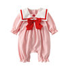 Baby Jumpsuit 2024 Autum New Baby Girl Clothes Little Red Flower Long-Sleeved Crawler Suit Infant and Toddler Clothing Dropshipping