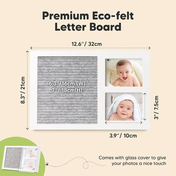 Amazon New felt letter message board with wooden baby growth commemorative album Baby growth photo frame