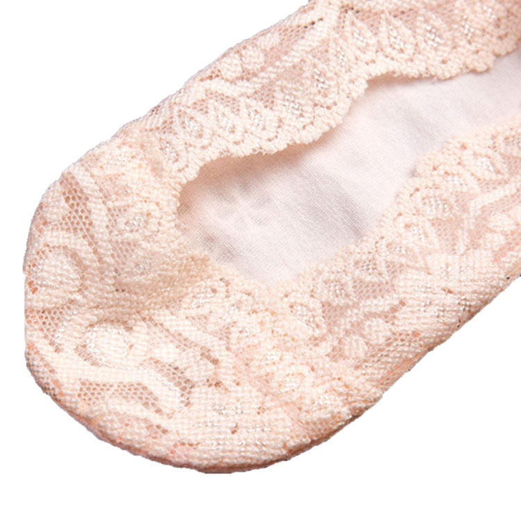 春夏一圈硅胶浅口蕾丝花边船袜隐形棉底 防滑女士 冰丝防脱短袜子