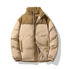 New Stand Collar Cotton-padded Coat Men's Winter New Bread Suit Thickened Warm Cotton-padded Coat American Style Trendy Brand Couples Cotton-padded Coat Jacket