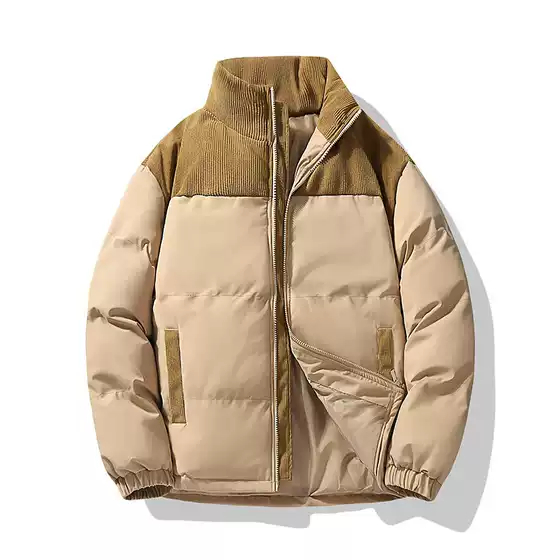 New Stand Collar Cotton-padded Coat Men's Winter New Bread Suit Thickened Warm Cotton-padded Coat American Style Trendy Brand Couples Cotton-padded Coat Jacket