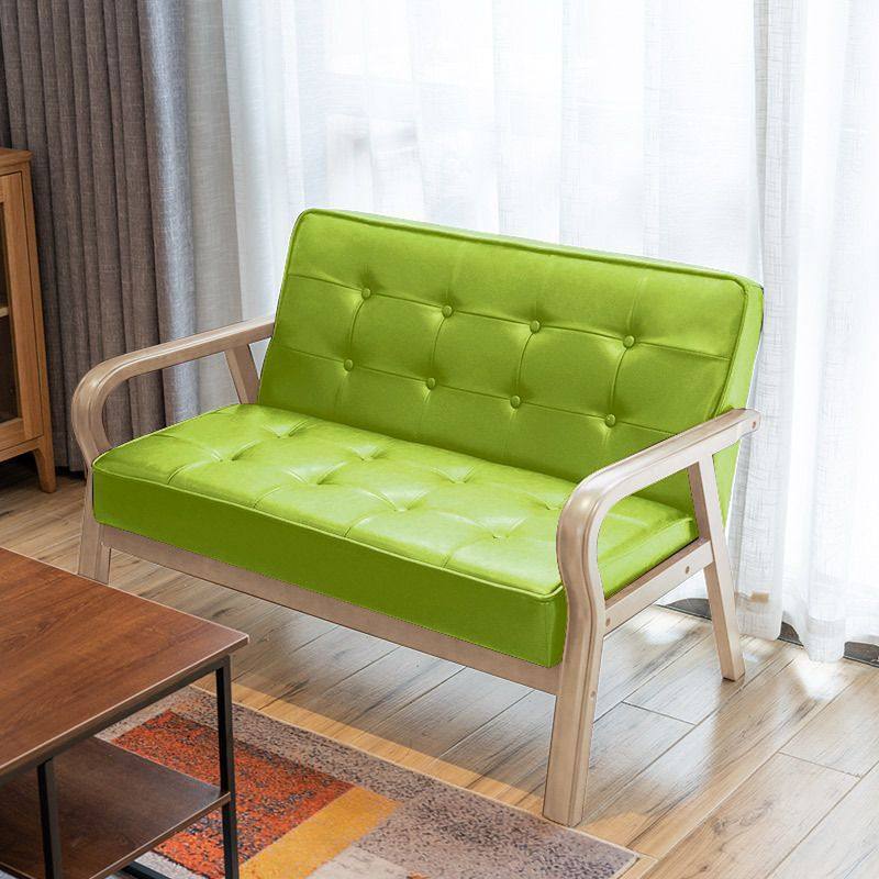 皮艺沙发小户型北欧复古曲木扶手单人双人三人简易客厅网红款