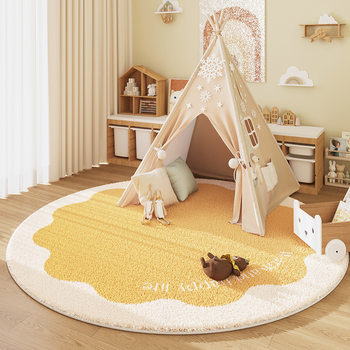 Cartoon cute cashmere carpet household children's room cream style round carpet bedroom swivel chair special floor mat