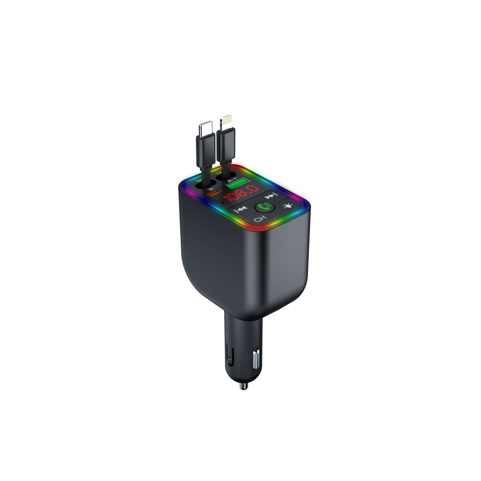 Y3 car bluetooth MP3 player mobile phone fast charging telescopic cable charging 12v car universal cigarette lighter car charging