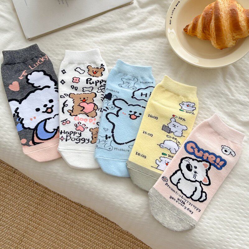 袜子女春秋薄款透气水果袜浅口隐形ins潮可爱日系船袜春夏学生袜