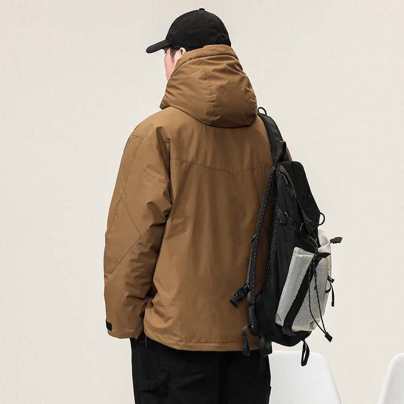 Xiangyunyu 2023 new velvet coat men's winter thickened hooded loose fashion windproof youth warm coat