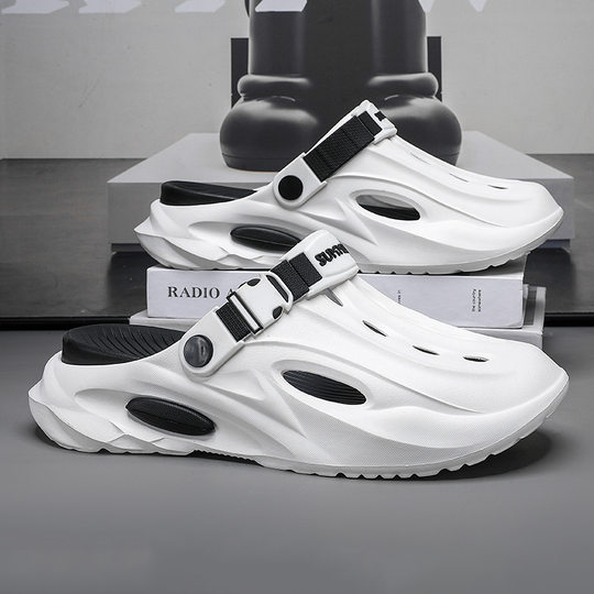 Men's Summer New Style Shoes with Shit on Shoes EVA Thick-soled Beach Outdoor All-match Couple's Korean-style Non-slip High-value Cave Shoes