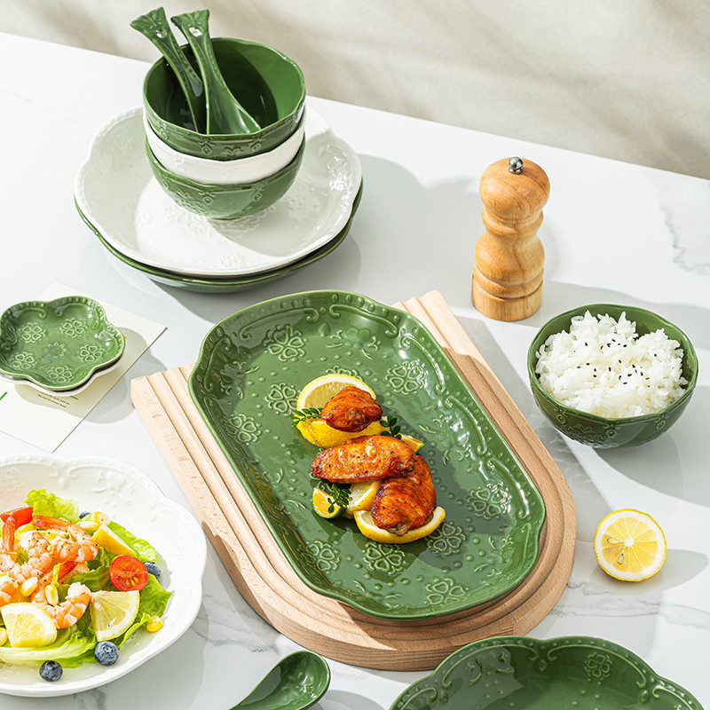 Dishes and Dishes Set Household High-end French Style Light Luxury Ceramic Tableware Dishes and Dish Dishes and Chopsticks Dishes and Dish Combination Wedding Gift