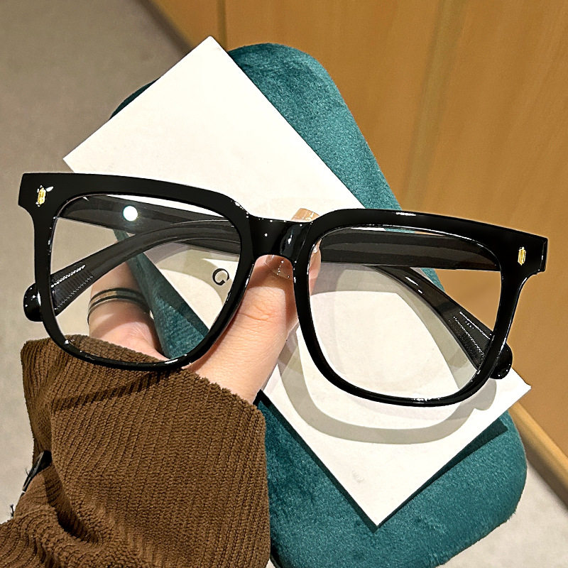 New transparent glasses box students myopia men and women flat light big round face anti-blue light glasses frame wholesale