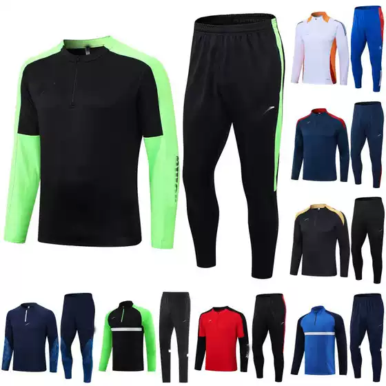Half zipper winter long-sleeved trousers suit training club basic football uniform jersey long zipper logo foreign trade