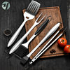 In stock large 16-inch 430 stainless steel BBQ grill barbecue fork food clip oil brush barbecue tools suit 5 pieces