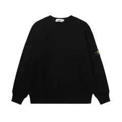 Cross-Border High-End Classic Stone Stone Solid Color Round Neck Badge Long-Sleeve Sweatshirt Jacket for Men and Women Couple Style Ius