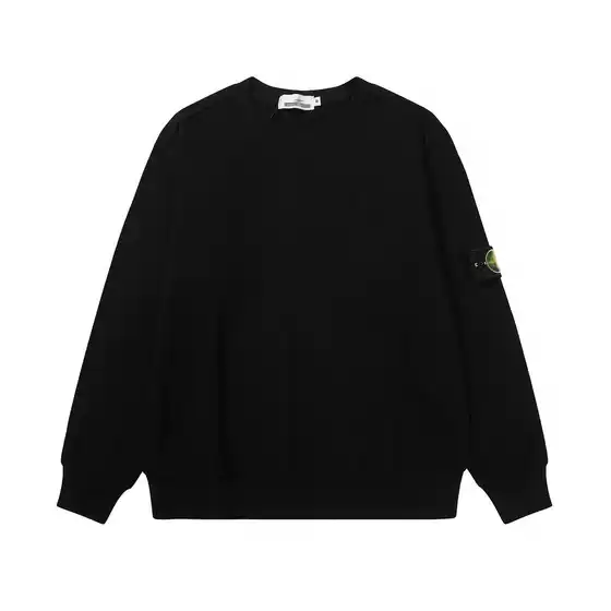 Cross-Border High-End Classic Stone Stone Solid Color Round Neck Badge Long-Sleeve Sweatshirt Jacket for Men and Women Couple Style Ius