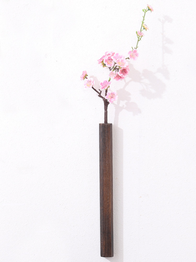 Solid Paulownia Wood Wall-Mounted Flower Arrangement Japanese Creative Hydroponic Flower Holder Living Room Art Dried Flower Ornament Flower Ginger Tea