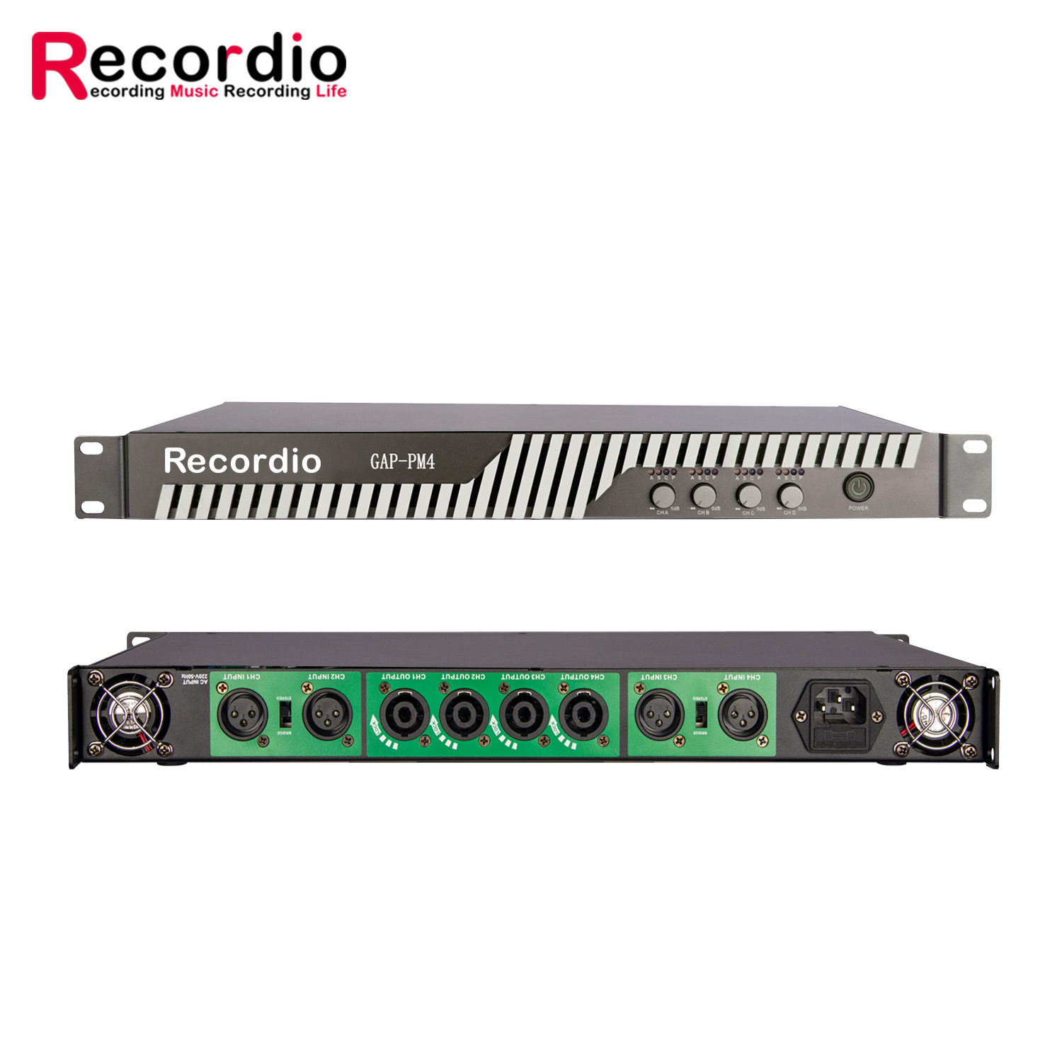 Four-channel pure rear-level digital power amplifier professional high-power 400W stage performance conference wedding 1U small volume