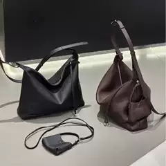 Top-Layer Cowhide Texture Tote Bag, Lazy Style Soft Leather Hobo Bag, Large Capacity Genuine Leather Crossbody Commuter Bag