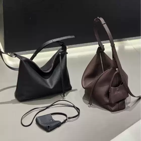 Top-Layer Cowhide Texture Tote Bag, Lazy Style Soft Leather Hobo Bag, Large Capacity Genuine Leather Crossbody Commuter Bag