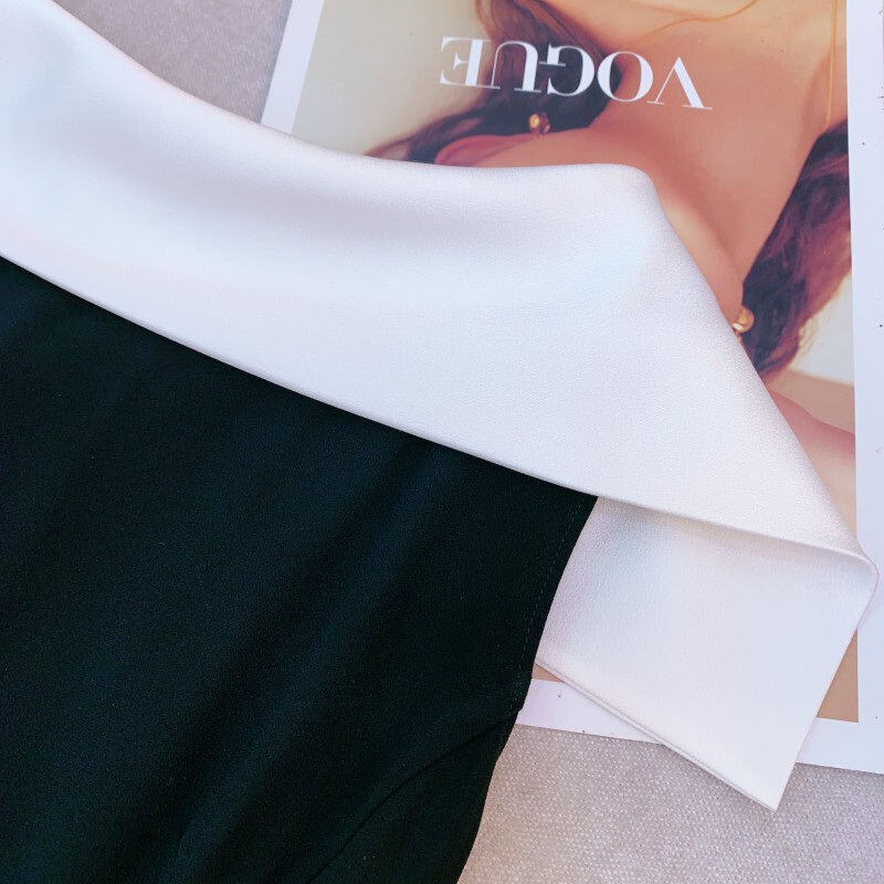 Đầm ôm body nữ cổ trễ vai lệch vai chất liệu satin bóng cao cấp dáng đuôi cá xẻ tà — Hắc Tùng Mặc