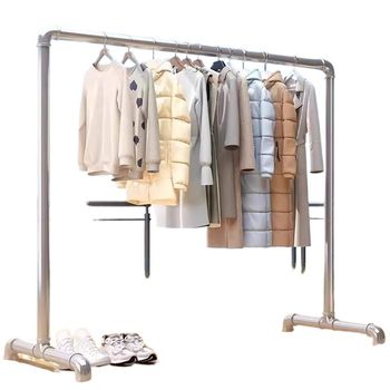 Steel Pipe Clothes Drying Rack, Clothes Rack, Clothes Drying Rod, Balcony Household Floor-Standing Bedroom Outdoor Clothes Hanging Simple Quilt Drying Pipe