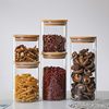 High Borosilicate Glass Round Bamboo Lid Storage Jar Food Grade Kitchen Finishing Storage Sealed Grain Tea Storage Jar
