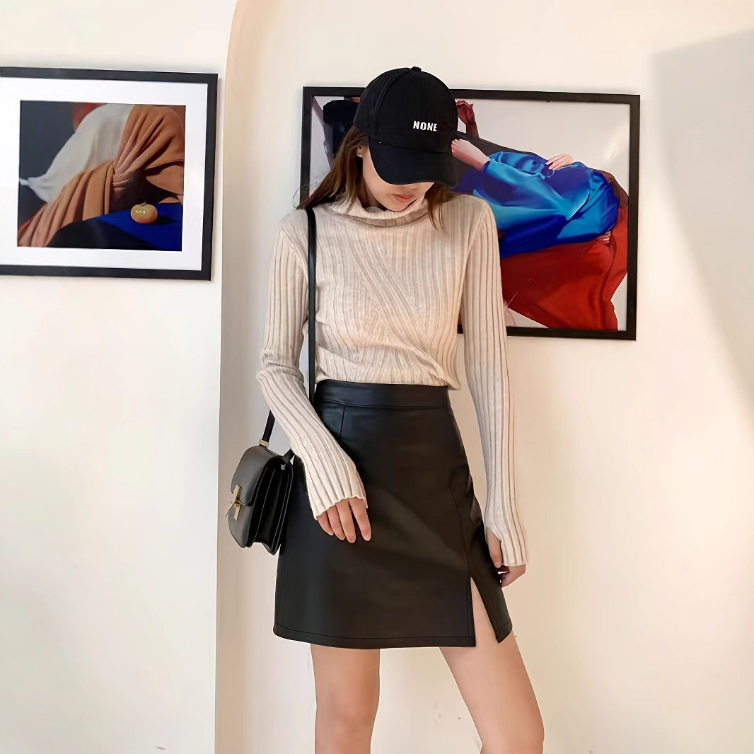 A Line PU Leather Mini Skirt Slim Fit Autumn Winter Style Trendy Design Wholesale Available low MOQ