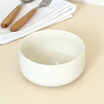 Simple nordic ceramic bowl, creative japanese-style household 4.5-inch rice bowl, noodle bowl, soup bowl, salad bowl, vertical pattern bowl